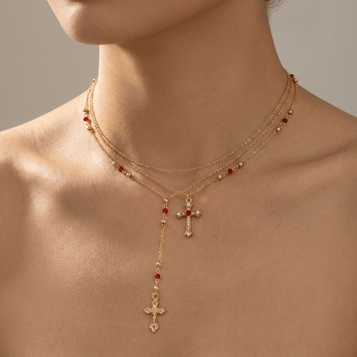 DIAMOND CROSS & COLORS NECKLACE