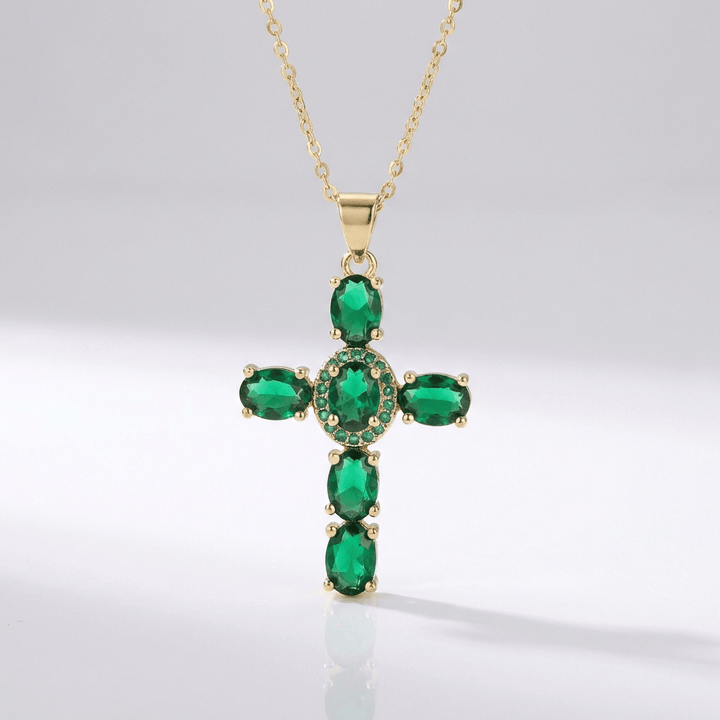 COLORFUL GEMSTONES CROSS NECKLACES