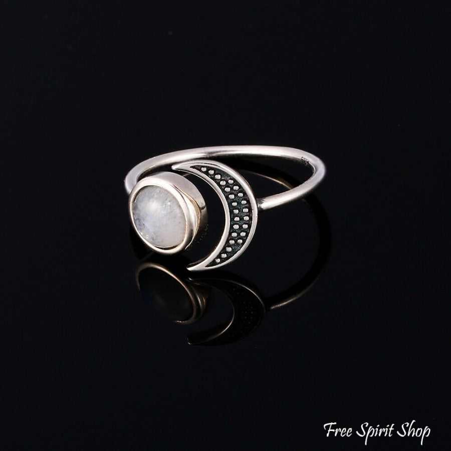 Natural Moonstone Celestial S925 Silver Ring